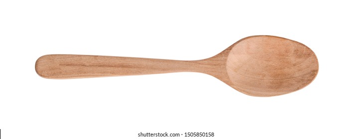 Wooden Spoon Isolated On White, Top View - Image