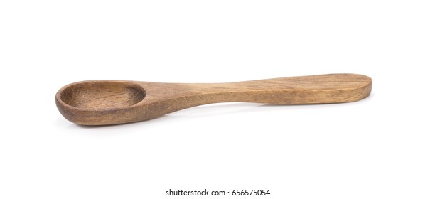 Top View Wood Spoon Isolated On Stock Photo (edit Now) 518288845