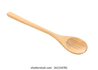 Wooden Spoon Isolated Over White.