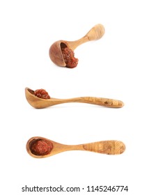 Wooden Spoon Of Marinara Sauce Isolated
