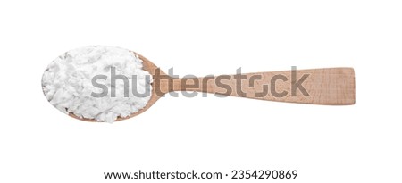 Wooden spoon of natural starch isolated on white, top view
