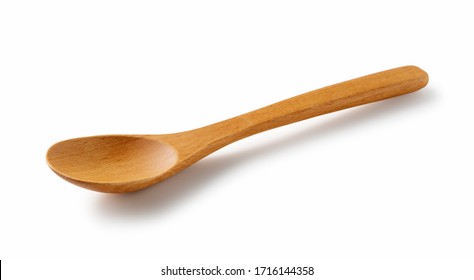 Wooden spoon placed on a white background