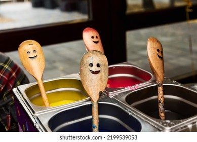 Wooden Spoons Look Like Sad Family. Funnyfaces