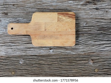 Wooden Square Pizza Tray Or Plate, Placing On The Wood Texture Background