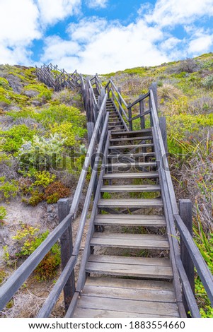 Similar – Image, Stock Photo Steep wooden staircase