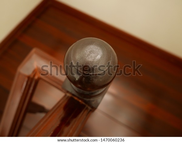 Wooden Staircases Newel Cap Handrail Top Stock Photo Edit Now