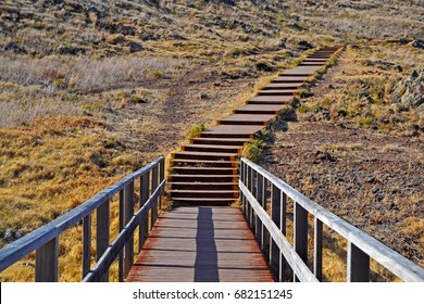 Wooden Stairs To The Beach. Personal Development And Growth Concept.