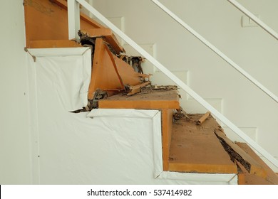 Wooden stairs destroy by termite