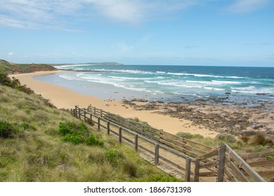 Wooden Stairs Leading To The Surf Beach On Phillip Island, Victoria, Australia