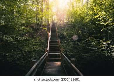 Wooden stairs and pathway at Gauja National Park - Sigulda, Latvia - Powered by Shutterstock