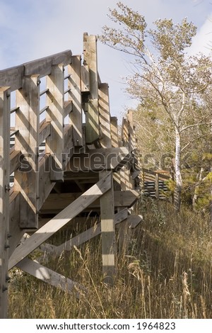 Similar – Image, Stock Photo Steep wooden staircase