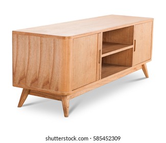 Wooden stand  bureau  commode and boxes  Modern designer  commode isolated white background  Series furniture