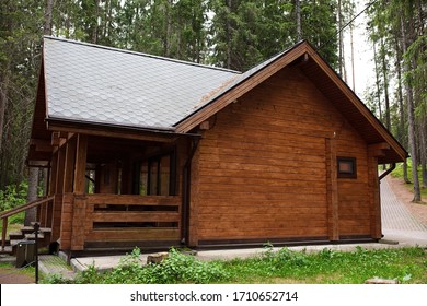 Wooden Structure Of A Bathhouse In The Forest