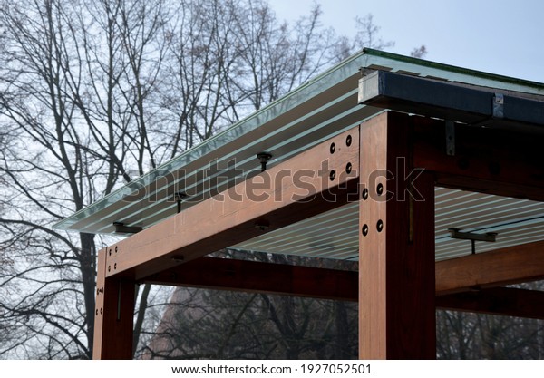 Wooden Structure Bus Stop Shelter Gazebo Stock Photo 1927052501 ...