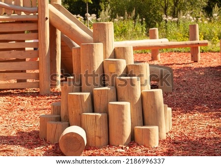 wooden stumps on the playground.