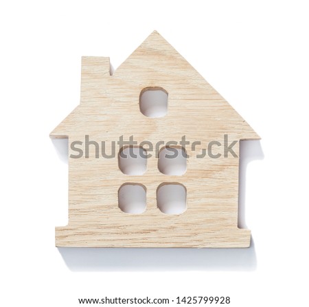 wooden symbol toy little house isolated  white