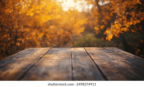 Wooden Table with Autumn Background - Powered by Shutterstock