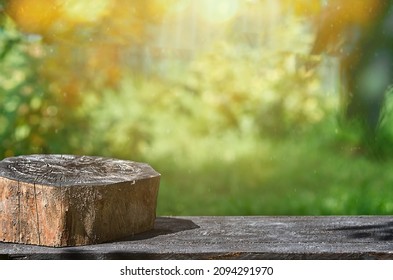 Wooden Table And Burnt Stump