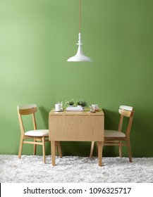 Wooden Table And Chair In Modern Dinning Room At Home. Interior Of Dinning Room At Home.