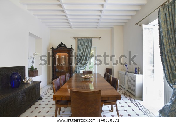 Wooden Table Chairs Dining Room Colonial Stock Photo Edit Now