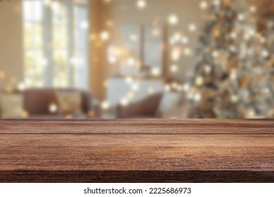 Wooden table with Christmas or new year background - Shutterstock ID 2225686973