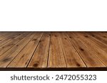 Wooden table isolated on white background with clipping path