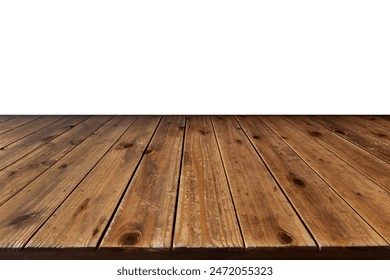 Wooden table isolated on white background with clipping path