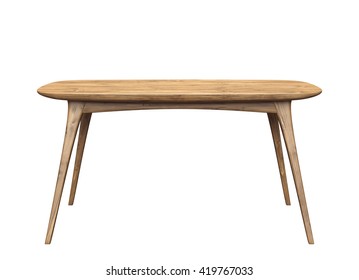 Wooden table isolated on white background.