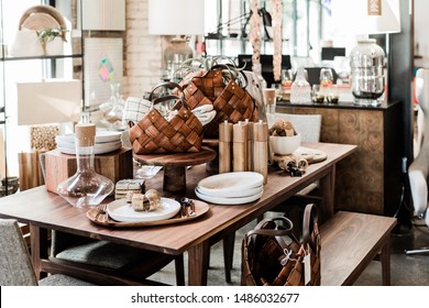 Wooden Table With Modern Home Goods, Unique Home Decoration Store