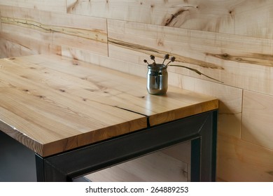 Wooden table in modern interior