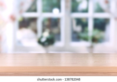 Wooden Table On Room Background