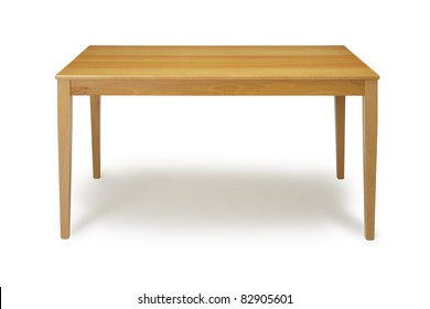 Wooden Table On White Background.