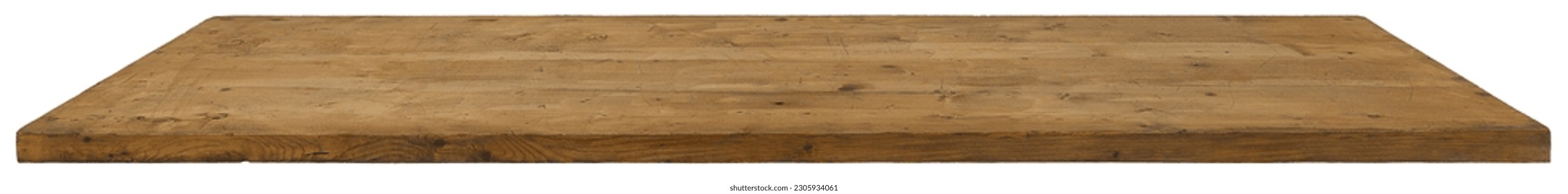 Wooden table surface. Blank Front view isolated on white background with clipping path. Useful as product display. - Shutterstock ID 2305934061