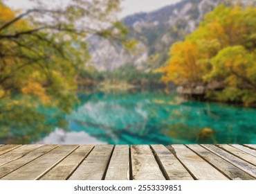 Wooden table top on blur stream water and forest natural background in lagoon or river.For montage product display or design key visual layout.view of copy space. - Powered by Shutterstock