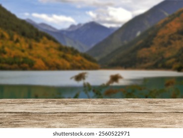 Wooden table top on blur stream water and forest natural background in waterfall Thailand natiom park.For montage product display or design key visual layout.view of copy space. - Powered by Shutterstock