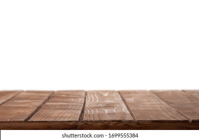 Wooden Table Top On Isolated White Background