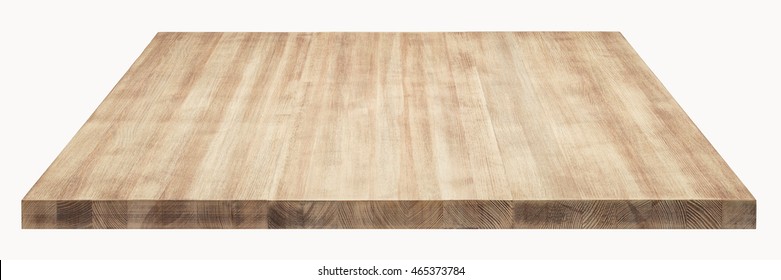 Wooden Table Top On White Background.