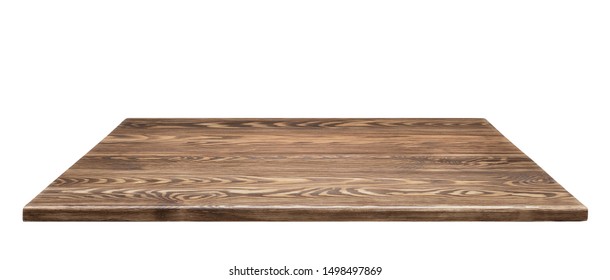 Wooden Tabletop On White Background. Empty Rustic Wood Table.