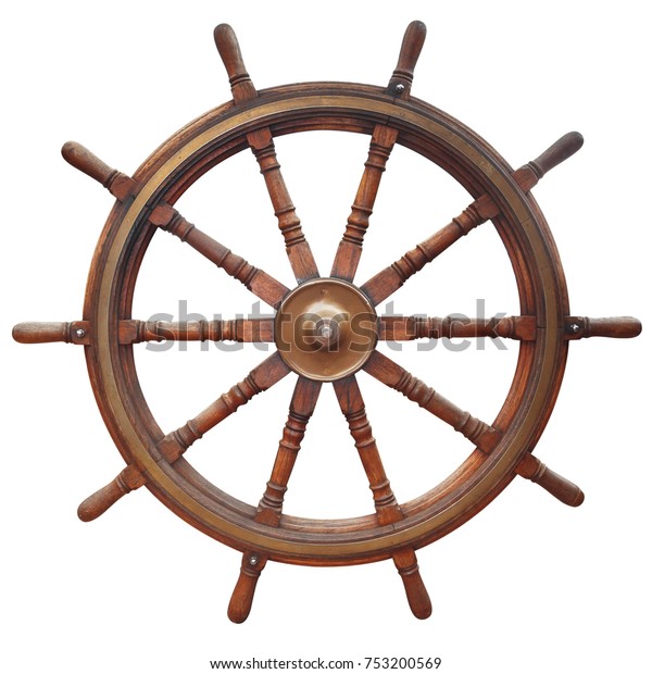 Wooden Tenspoke Ship Steering Wheel Isolated Stock Photo 753200569 ...