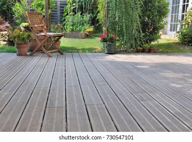 Wooden Terrace In A Garden 