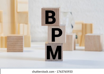 Wooden Text Block Of BPM, Business Concept