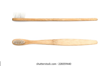 Wooden Toothbrush On White Background