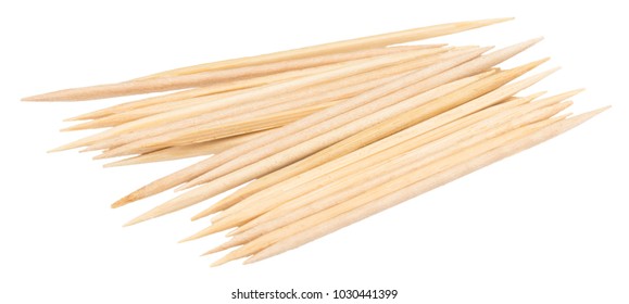 Wooden toothpicks isolated on white background with clipping path.