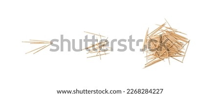 Wooden Toothpicks Set Isolated, Tooth Picks, Daily Dental Care Concept, Wood Toothpicks on White Background Top View, Flat Lay Clipping Path