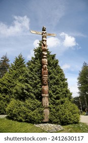 Wooden totem pole without