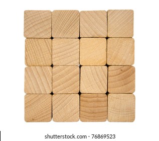 Wooden toy blocks isolated on white background. Clipping path included.