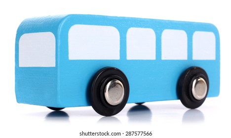 Wooden Toy Blue Bus