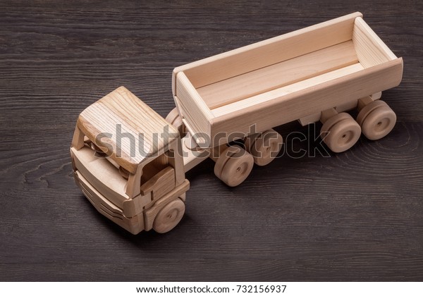 Wooden toy car, top\
view.