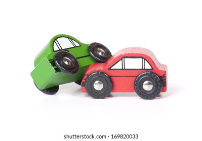 Wooden Toy Cars Involved In A Crash