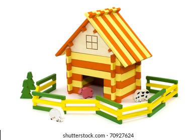 Wooden Toy Farm With Wooden Animals